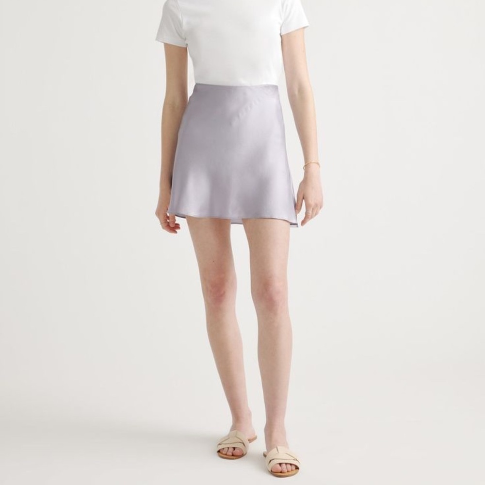 Quince grey lilac silk mini skirt, S, NWT
